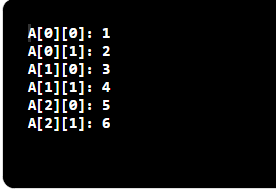 A[@][@]: 1 A[@][1]: 2 A[1][@]: 3 A[1][1]: 4 A[2][@]: 5 A[2][1]: 6