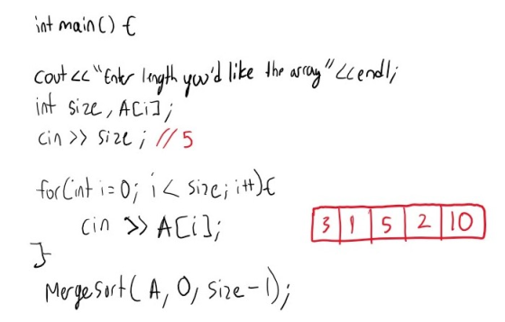 int main () € cout << Enter length youd like the array Leendl; int size, Aci]; cin » Size ; 1/5 for (int i=0; i< size; it)
