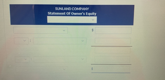 SUNLAND COMPANY Statement of Owners Equity