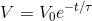 V = V_{0} e^{-t/\tau }