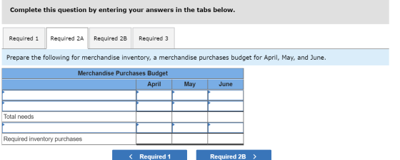 Complete this question by entering your answers in the tabs below. Required 1 Required 2A Required 2B | Required 3 Prepare th