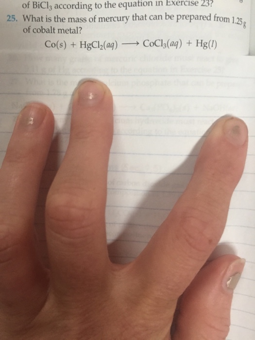 BiClg according to the equation in Exercise 23 25. What is the mass of mercury that can be prepared from 1.25 of of cobalt metal? Co(s) + HgCl2(aq) → CoC13(aq) + Hg(1)