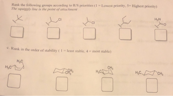 Rank the following groups according to R/S priorities (1 = Lowest priority, 5= Highest priority) The squiggly line is the poi