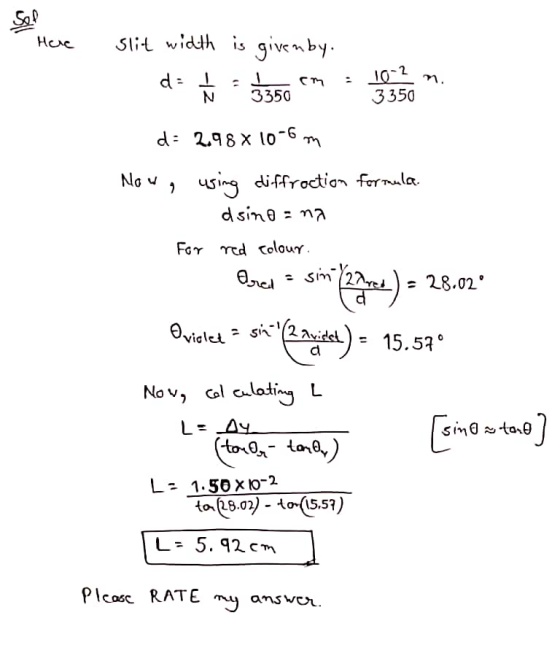 3350 N 3350 d: 2.98x10-6m = 15.57。 Nov, cal a-ladig L Plcosc RATE anse