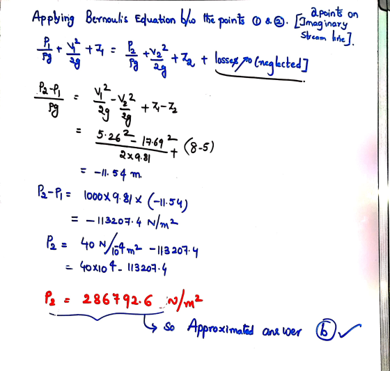 apoints on Applying Bernoulis Equation bes the points 08.@. [Imaginary Stream line] + 8? + Za + losses yo [regleted] ag +7 :