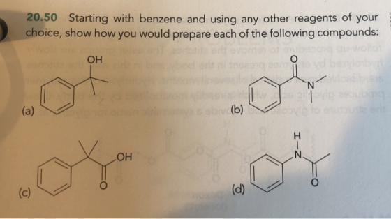 20.50 Starting with benzene and using any other reagents of your choice, show how you would prepare each of the following com