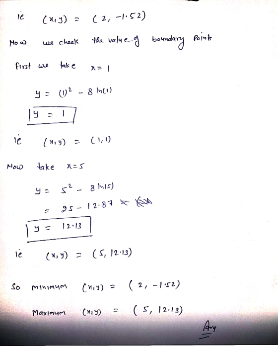 ie (hy) = (2,-1.52) Points Now the value of we cheek boundary first we take 11 ya (10² 8 Inci) 1 i (M,y) = (1,1) Now take X-5