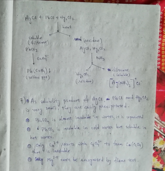 Agcet Phle & Hg, Cl₂ heat soluble (tiltrate) Phel2: cro and residue) асі, ға, а, NH₂ y sa Hiltuate * Pb (Croat Yellow ppt) Ho