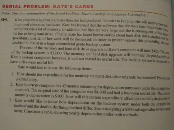 SERIAL PROBLEM: KATES CARDS (Note: This is a continuation of the Serial Problem: Kates Cards from Chapters 1 through 8 SP9.