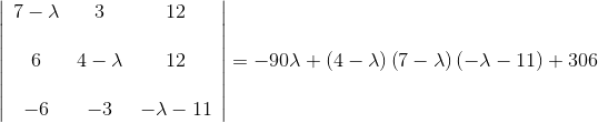 7-1 3 12 6 4-1 12 = -90X + (4 – 1) (7 –) (--11) + 306 -6 -3 -1 -11