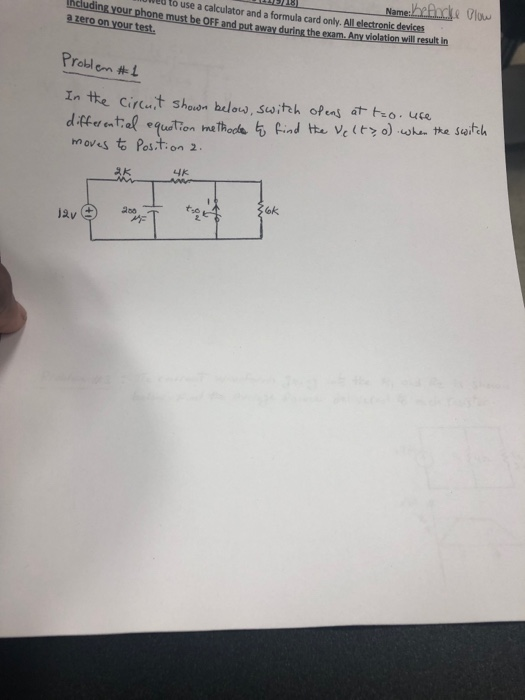 d to use a calculator and a formula card only. Allelectronic device a zero on your test during the exam.Any violation will result in Problem tke Stahh dpferental e udton hethoch, moves to Pos.tion 2 R.nd tte vc ( ts o) aK 니K ok