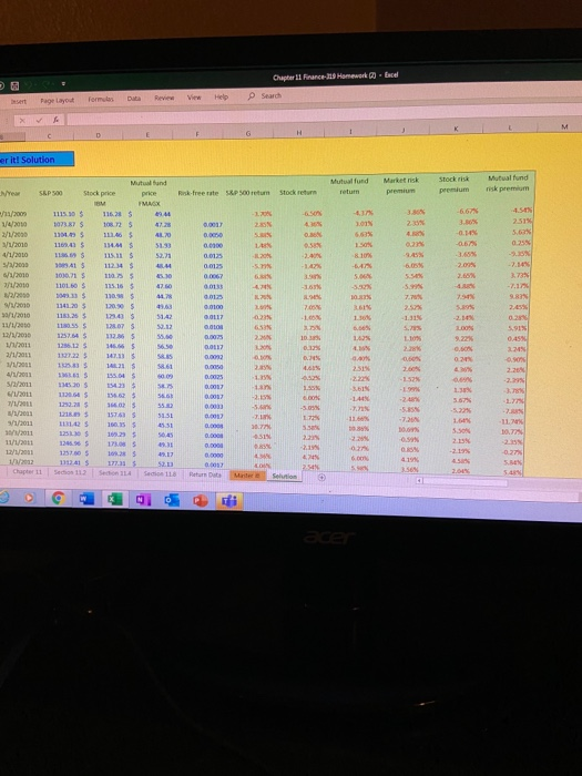 Homework). Excel Chapter 1 Finance Search Desert Page Layout formulas Da Revi e w Help er it! Solution Mutual fund Mutual fun