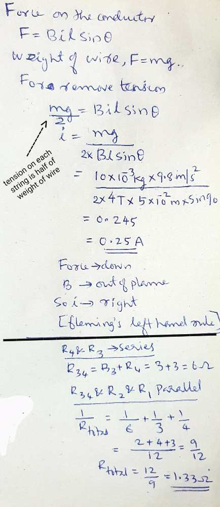 10x108kg x 9.8 m/s tension on each string is half of weight of wire 6 Force on the conduite F=Bilsino weight of wire, F=ing..
