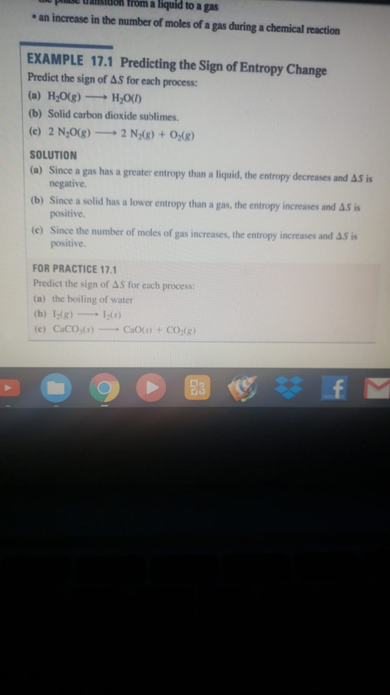 un plase uansion from a liquid to a gas • an increase in the number of moles of a gas during a chemical reaction EXAMPLE 17.1