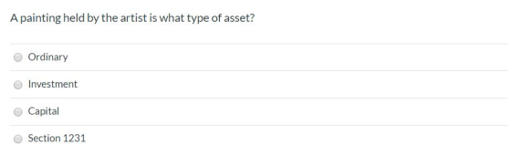 A painting held by the artist is what type of asset? Ordinary Investment Capital Section 1231