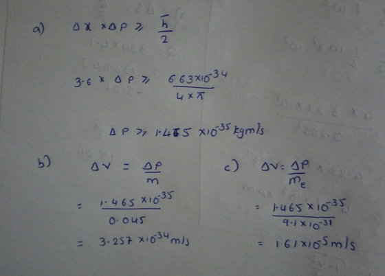 2 b) : 46s x1635 o- ous 9.7x 10-31