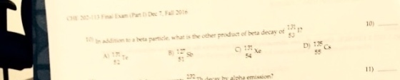 In addition to a beta particle what is the other p