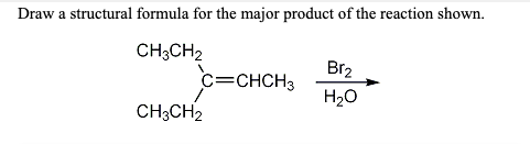 Draw a structural formula for the major product of the reaction shown. CH3CH2 S=CHCH2 The CH3CH2