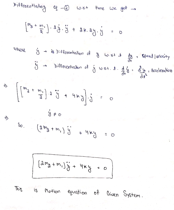 we get fime Dittesentiating g -O L0.8.+ Speed lvelocity is Diffesentiation of 4 w.8+ t where ý: dy : Accelexation di Differen