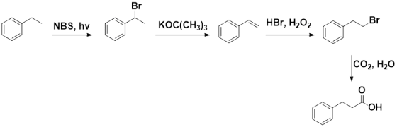 NS, DE NBS, hv KOC(CH3)3 KOCICH) , 10. Tror AHBr, H202 CO₂, H₂O