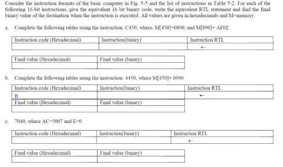 Consider the instruction formats of the basic comp