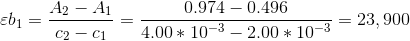 \varepsilon b_1 = \frac{A_{2}-A_{1}}{c_2-c_1}=\frac{0.974-0.496}{4.00*10^{-3}-2.00*10^{-3}}=23,900