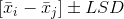 [\bar{x}_{i}-\bar{x}_{j}]\pm LSD