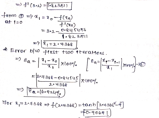 >> f(3.2) –[1823611) from © =4*,=20-f(do) Qt q=0 fico) = 302–0.845456 . 1082 3511 84107 = 27368 * Error blw fost two aterato