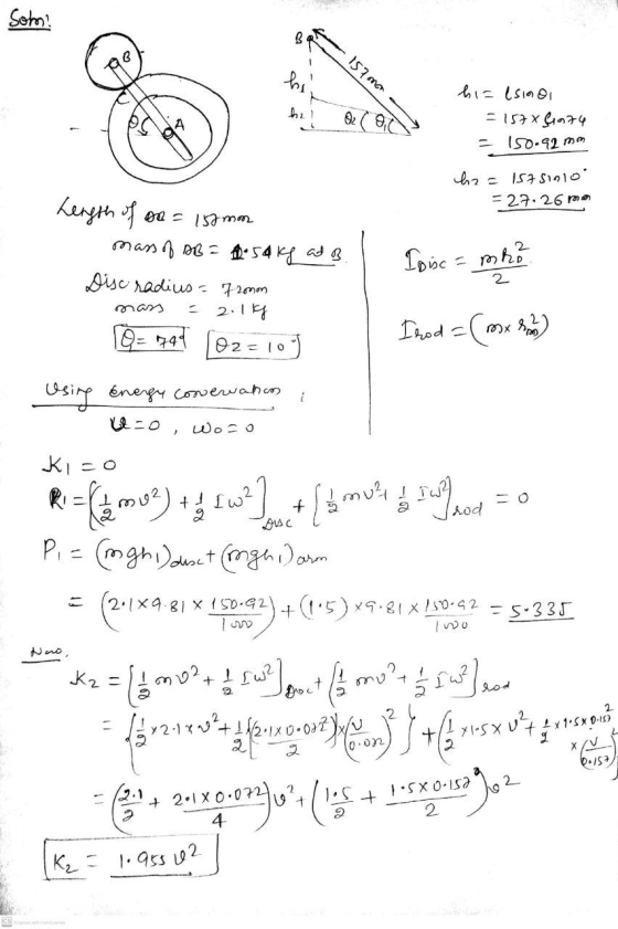 Som! 8 B 157 mon hel oz ojc b = lsino = 1578 6674 - 150.92 mm 62 = 15751910 - 27.26 mm Length of so = 15mm mass of AB = 3.54k