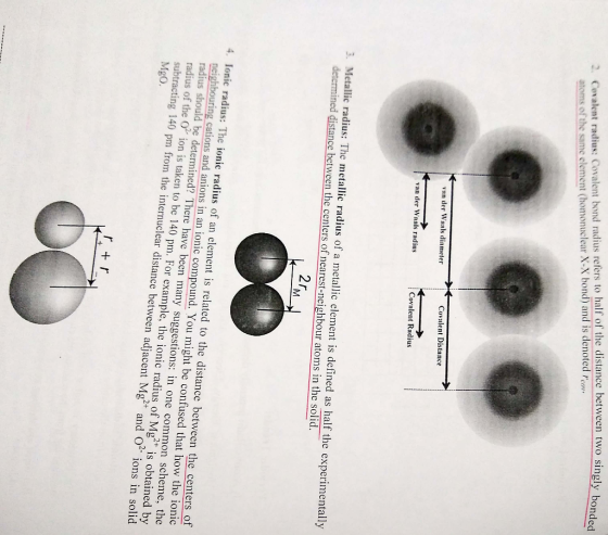 . Covalent radius: Covalent bond radius refers to half of the distance between two singly bond atoms s of the same element (h