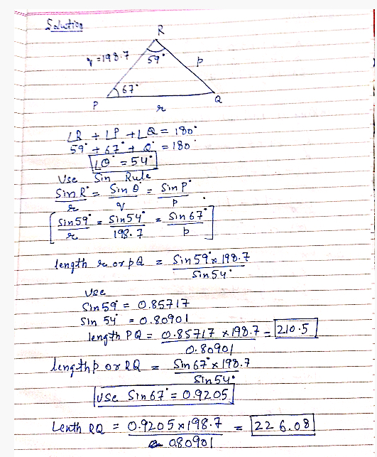 Salati 178.7 -LR + +LQ = 180 591 +62 +0-180 10 - 54 Use Sin Rule Sink Sino Simpo Sin 59 Sin 54 z sin 67 te _1987_-_- length o