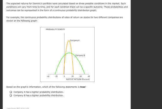 The expected returns for Dominics portfolio were calculated based on three possible conditions in the market. Such condition