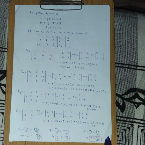 the e- given System is It can he ontten in matix fonm as 0 J C-l) -t 2 3 S 9(22.)+1(31) t 2 (23): 138t62+46-306 C-2) 3 2 I(-2-21) 23 -23-6 8 70 z 153 3 S 35 -자 2.