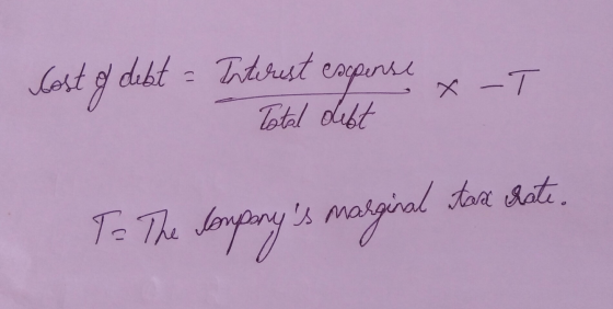 Lost gf dubt = Trderust eapirae X -T Total dibt tae rati. T= The Jomparys margial T- The Somparys marginal Lure rot,