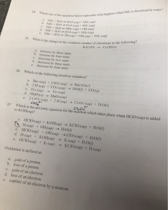 14 Which one of the equation ons helow represents that happens when Niis dissolved in water? | Hà N | | | | | | | | NIHOONIS