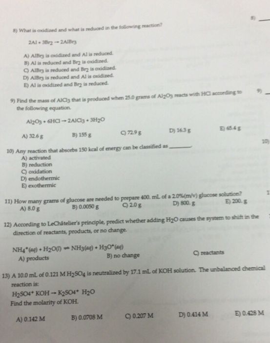 What is oxidized and what is reduced in the follow