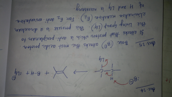 ons. 24 во. & H+ BH+ : LG Ans. 25 Base (80) attacks the most acidic proton. It attacks that preoton which is anti-periplanar