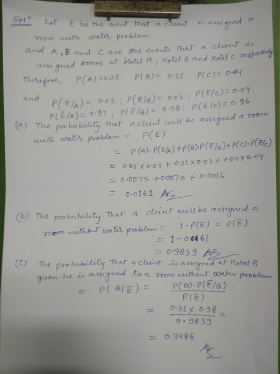 ct. anel A, B and Care zhe events hat a cleint and nt cecel be arn () The pos babili that aclee 0 0161 (6) Tue psin biluty Ther a cleint aeely be avnigned 0-9839 Ae (C) The pr b ability that chrent is ar at hotel given he is armed to P(E) 0 - 98 39 0, 34 86