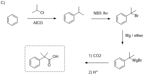 CI o od mood NBS /hv AICI3 | Mg/ether Vetor 1) CO2 MgBr 2) H+