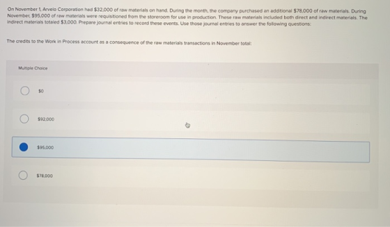On November 1. Arvelo Corporation had $32,000 of raw materials on hand. During the month the company purchased an additional