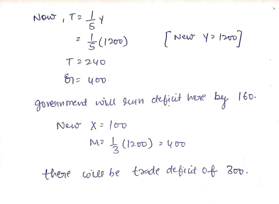 Now , Tz 1/24 $(1200) [Newt ya 1200] T 2240 ชา - นุช) government will seen cleficit here by 160. New X=100 MZ (1200) 2400 N t