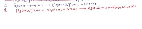 c. I Ag418) + 2NH3 (21) — [Ag (NH3),]fcal) + [Ag (NH3)2] (ap.) + 2 H₂ot (ap.) + ce-lap) lop.) Agce (8) + 2NH4Cap+242010)