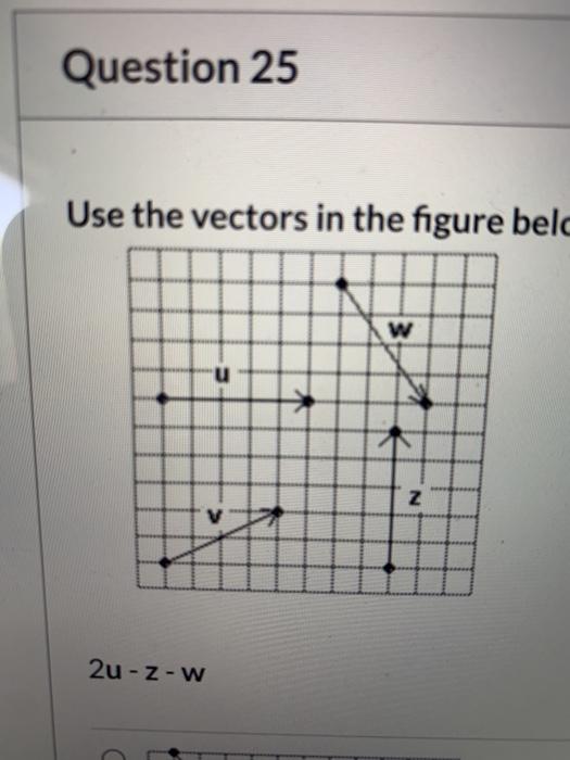 Question 25 Use the vectors in the figure belo w u * Z v 11 2u - Z-W