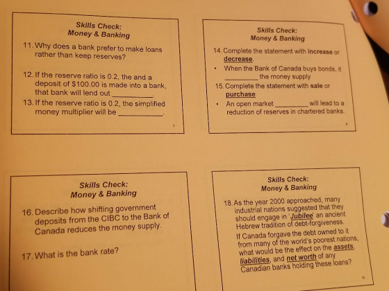 Skills Check: Skills Check: Money & Banking Money & Banking 11. Why does a bank prefer to make loans rather than keep reserve