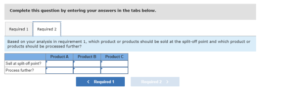 Complete this question by entering your answers in the tabs below. Required 1 Required 2 Based on your analysis in requiremen