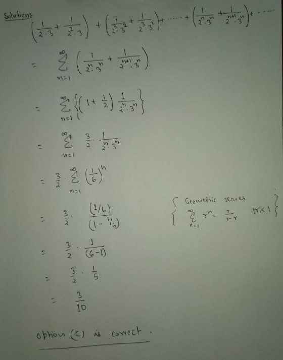 Solution: 2 3 ਤਾ ) ਤੇ ਉਸ ਤੋਂ ਏ (ਡ ਜੰਡ ) :( 1 + ਤੋਂ nel 31 2. ੧. 3 n=1 n=1 Geometric series (46) ? gn Y}<॥ mix - Y 2 -