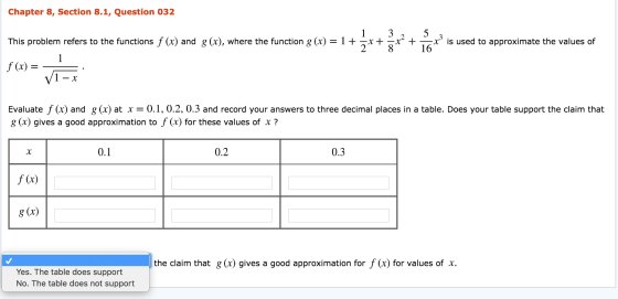 Chapter 8, Section 8.1, Question 032 3 5 This problem refers to the functio where the functio Inction g (x) = 1 + 3x + x + Fa