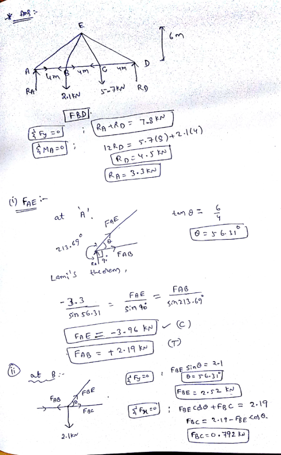 6m RA FBD nE at A FAe 213.49 FAG RA 3 FAC Sin s6.31 Sin 1o 3-76 C) G31 2.lk