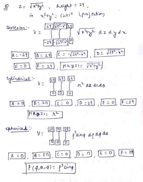 - 29, No > z= rnity? height ie ukry² = (2912 (projections cartesian 29 || 29-x? 29 ſaty? d z dydre 1-29 129²x² A =-29] IB=291