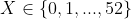 X = {0, 1, ..., 52)